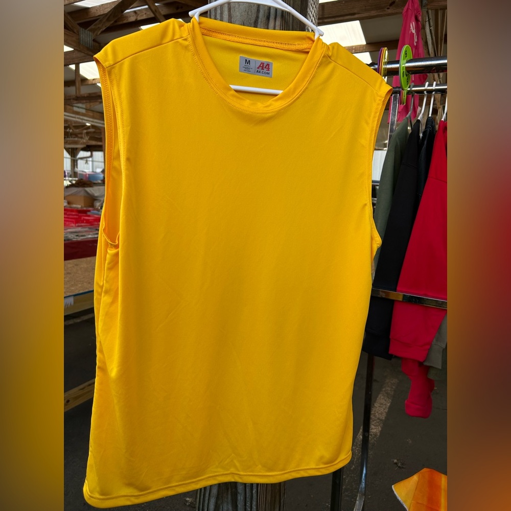A4 Men's Bright Yellow Sleeveless Shirt